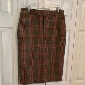 NWT Ann Taylor Classic Plaid Pencil Skirt - Brown & Red